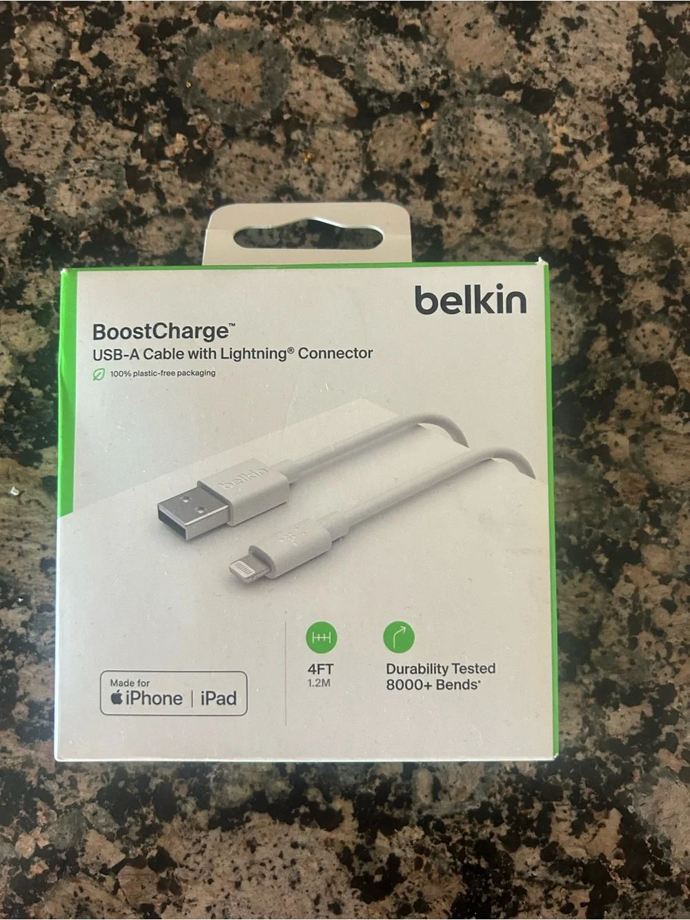 belkin White and Green BOOST↑CHARGE USB-C PD Wall Charger with Lightning Cable